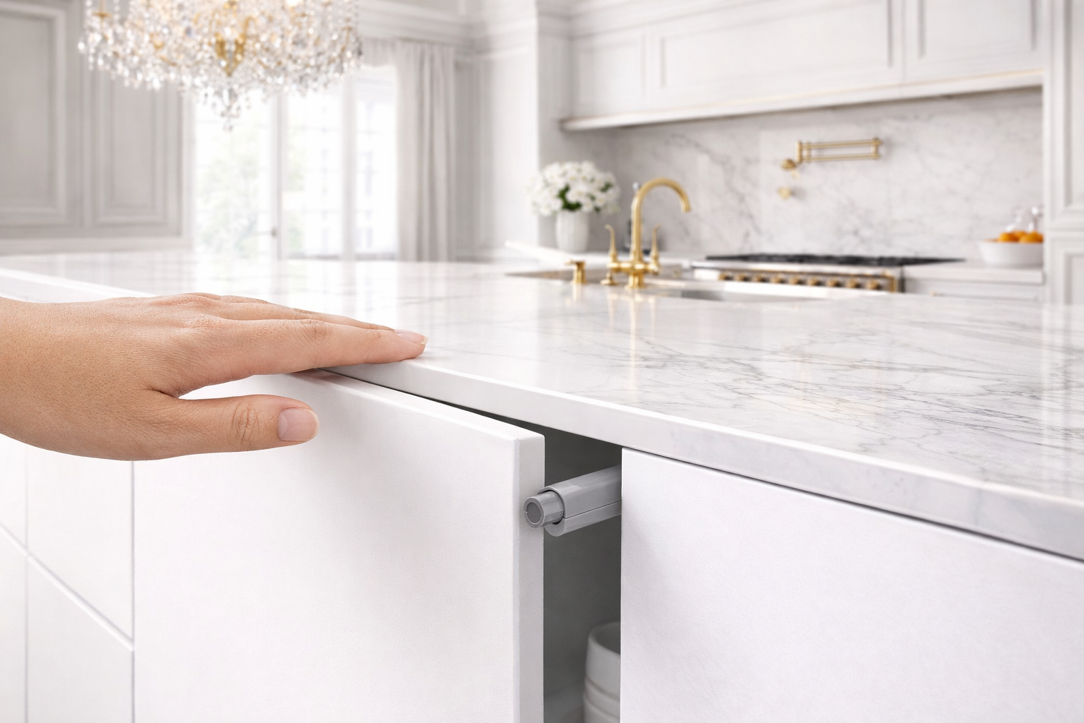 Montering af tryk-�bnebeslag med bumper � s�dan g�r du