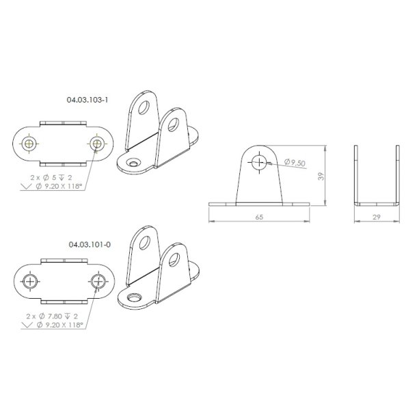 U- Beslag til Armln - Rustfri Stl (AISI 304)