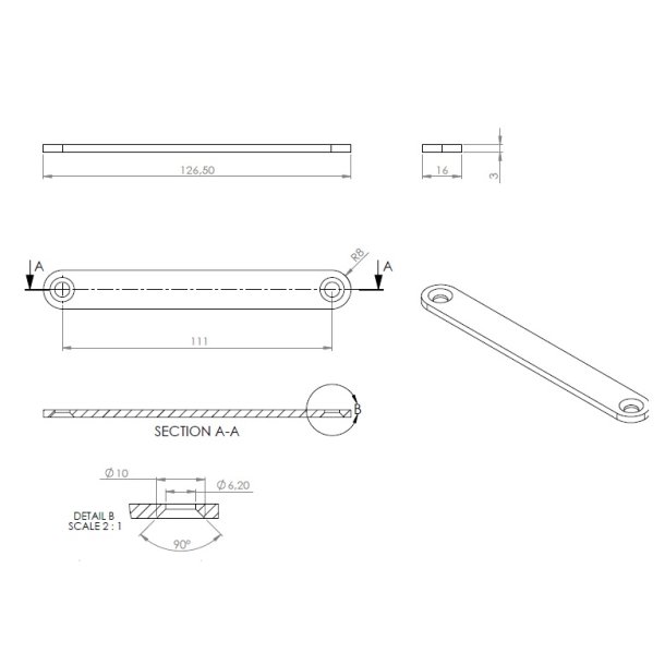 Samlebeslag 126,5x16mm - Gulforzinket
