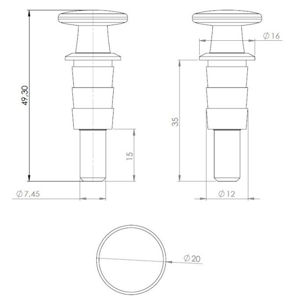 Lsepal med Fjeder 20x49mm (Selvluk) - Messing