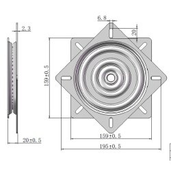 Drejebeslag 360 - 159x159mm - Vgtbelastning 220Kg