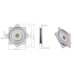 Drejebeslag 360 - 151x151mm - Vgtbelastning 150Kg