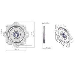 Drejebeslag 360 - 179x179mm - Vgtbelastning 200Kg