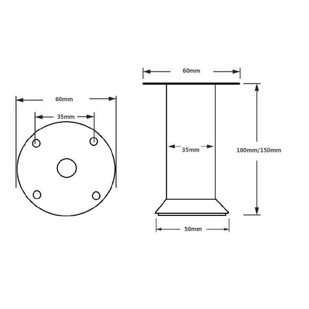 M�belben "Siri" �35mm - H�jde 150mm - B�rstet St�l