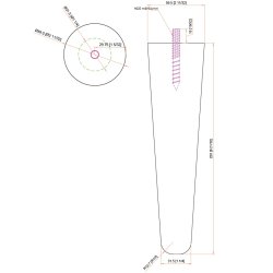 Sofaben "Frida" - Lakeret Eg -  59x220mm, M8 Gevind