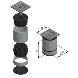 Mbelben "Jaco" 40mm - Hjde 58mm - Aluminium Finish