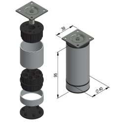 Mbelben "Jaco" 40mm - Hjde 100mm - Aluminium Finish