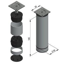 Mbelben "Jaco" 40mm - Hjde 150mm - Aluminium Finish