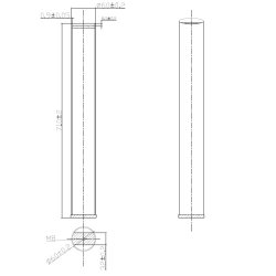Bordben - 4 Stk 60x710mm - Forkromet - m/M8x40mm Gevind