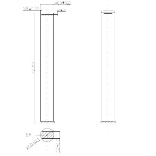 Bordben - 4 Stk 60x710mm - Forkromet - m/M8x40mm Gevind