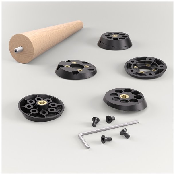 Benbeslag �60mm (M8) - "Twist�n Turn" - 5 Positioner - Sort