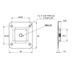 Mbelbenbeslag 58x66mm - Elforzinket