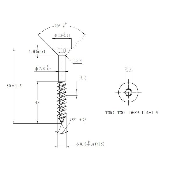 Bolte til Vinkeljusterbart Benbeslag 611210 og 611211