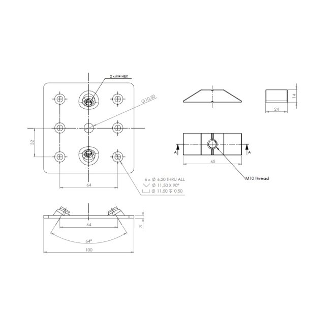 Benbeslag 100x100mm - "X-treme" - Rustfri St�l