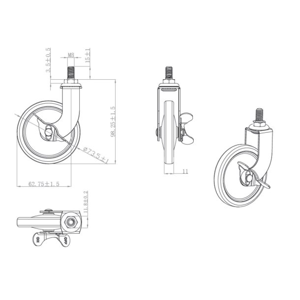 Bakkebord Hjul "Tacitus" 73,5mm - Formessinget