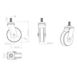 M�belhjul "Hadrian" �62mm - Sort/B�g