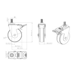 Mbelhjul "Hadrian" 62mm - Sort/Bg - med Bremse