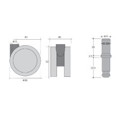 Kontorstolhjul "Tiberius" �50mm - H�rd - 11mm Tap