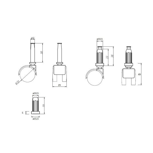 Bakkebord Hjul "Otho"  30mm - Sort