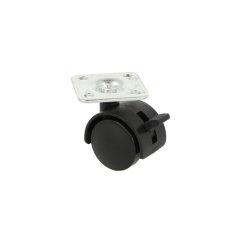 Mbelhjul "Galba" 30mm - Sort - med Bremse og Plade