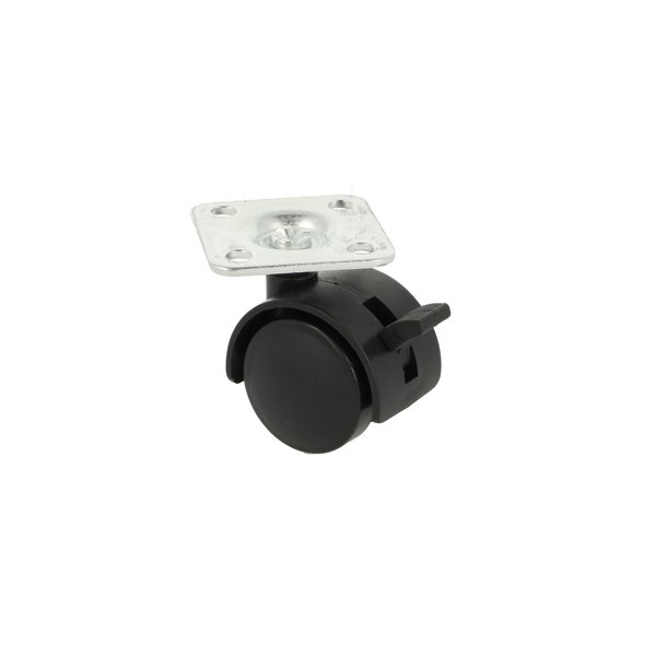 Mbelhjul "Galba" 30mm - Sort - med Bremse og Plade