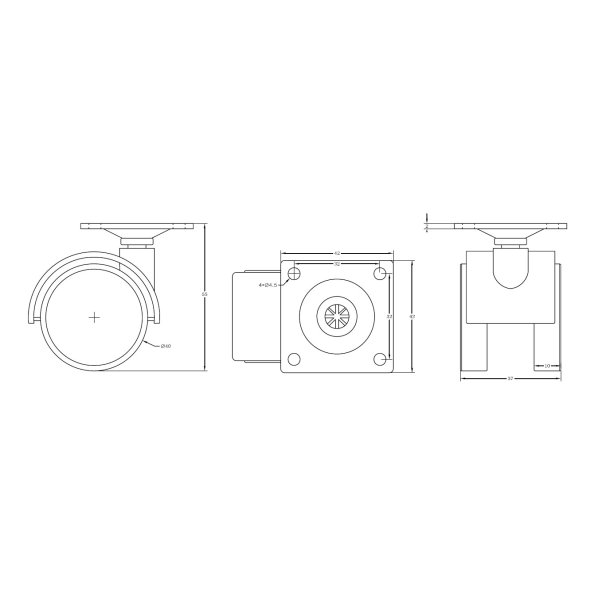 M�belhjul "Galba" �40mm - Sort