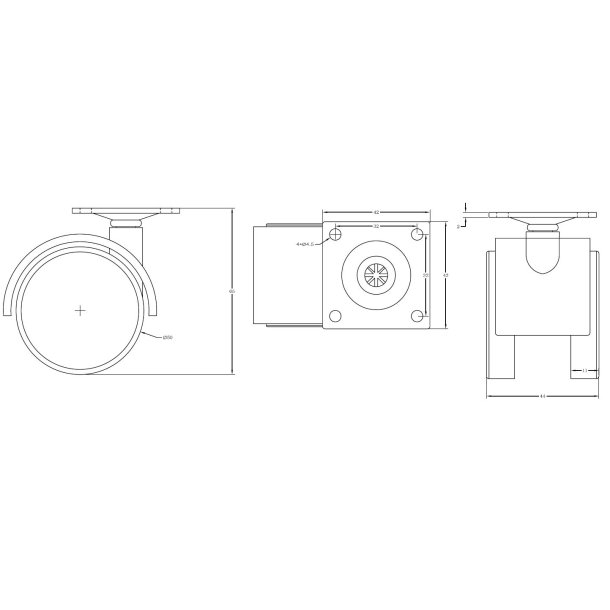 Mbelhjul "Galba" 50mm - Sort