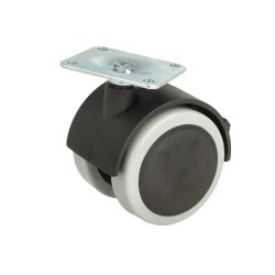 M�belhjul "Lecco" �50mm Gr�/Sort - med Bremse