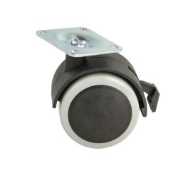 M�belhjul "Lecco" �50mm Gr�/Sort - med Bremse