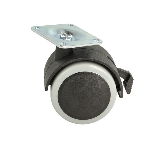 M�belhjul "Lecco" �50mm Gr�/Sort - med Bremse