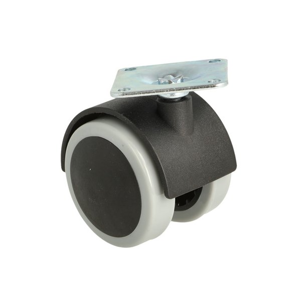 M�belhjul "Lecco" �50mm Gr�/Sort - med Bremse