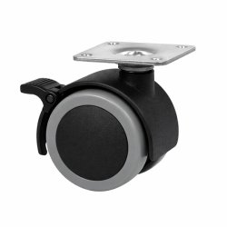 M�belhjul "Lecco" �50mm Gr�/Sort - med Bremse