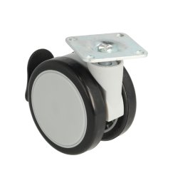 Mbelhjul "Bari" 65mm med Sort Gummibane - med Bremse