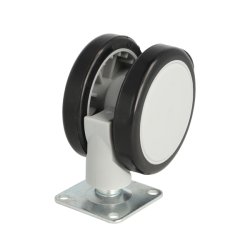 Mbelhjul "Bari" 65mm med Sort Gummibane - med Bremse