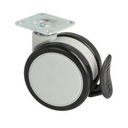 Mbelhjul "Bari" 65mm med Sort Gummibane - med Bremse