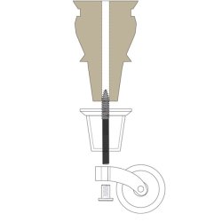 Bakkebord Hjul "Thyra" �32x65mm - Massiv Messing
