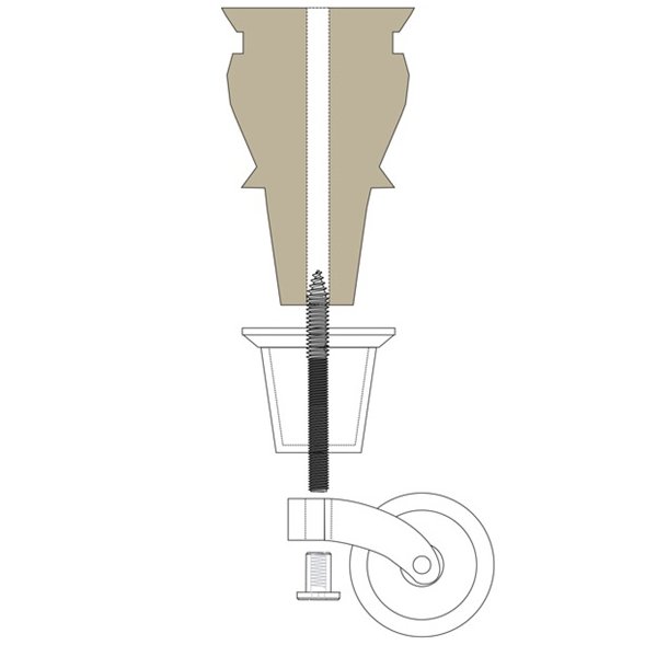 Bakkebord Hjul "Thyra" �32x65mm - Massiv Messing