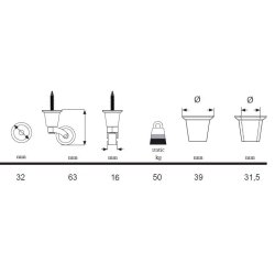 Bakkebord Hjul "Thyra" 32mm - Massiv Messing