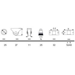 Pufhjul "Carus" 25 - 18x40mm Beslag