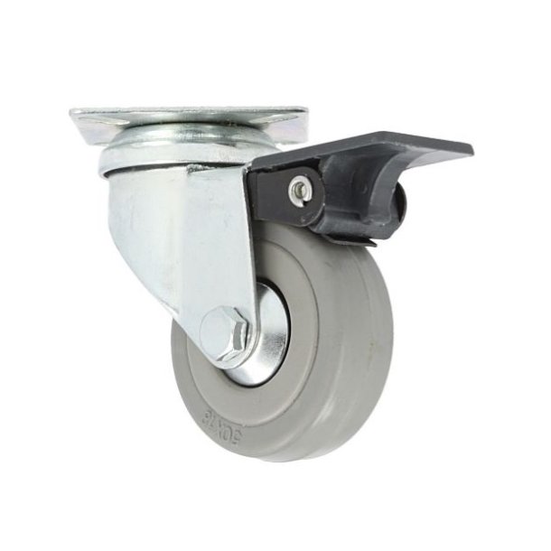 Inventarhjul "Brutus" 50mm - 50x50mm Plade - med Bremse