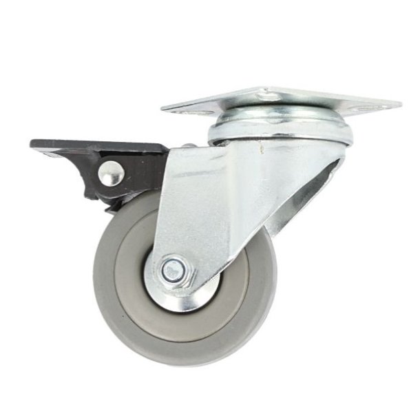 Inventarhjul "Brutus" 50mm - 50x50mm Plade - med Bremse