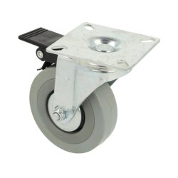 Inventarhjul "Brutus" 75mm - 65x65mm Plade - med Bremse