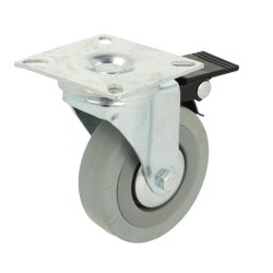 Inventarhjul "Brutus" 75mm - 65x65mm Plade - med Bremse