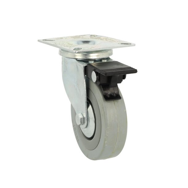 Inventarhjul "Brutus" 75mm - 65x65mm Plade - med Bremse