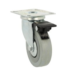 Inventarhjul "Brutus" 75mm - 65x65mm Plade - med Bremse