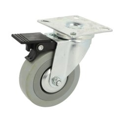 Inventarhjul "Brutus" 75mm - 65x65mm Plade - med Bremse