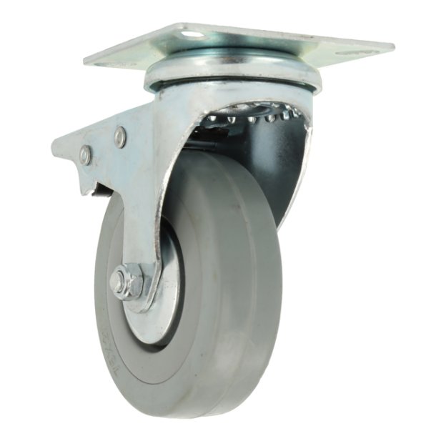 Inventarhjul "Brutus" 75mm - 65x65mm Plade - Fuld Bremse