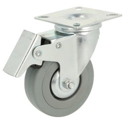 Inventarhjul "Brutus" 75mm - 65x65mm Plade - Fuld Bremse