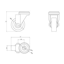 Inventarhjul "Brutus" 50mm - 10,5mm Hul - uden Bremse