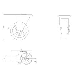 Inventarhjul "Brutus" 75mm - 10,5mm Hul - uden Bremse